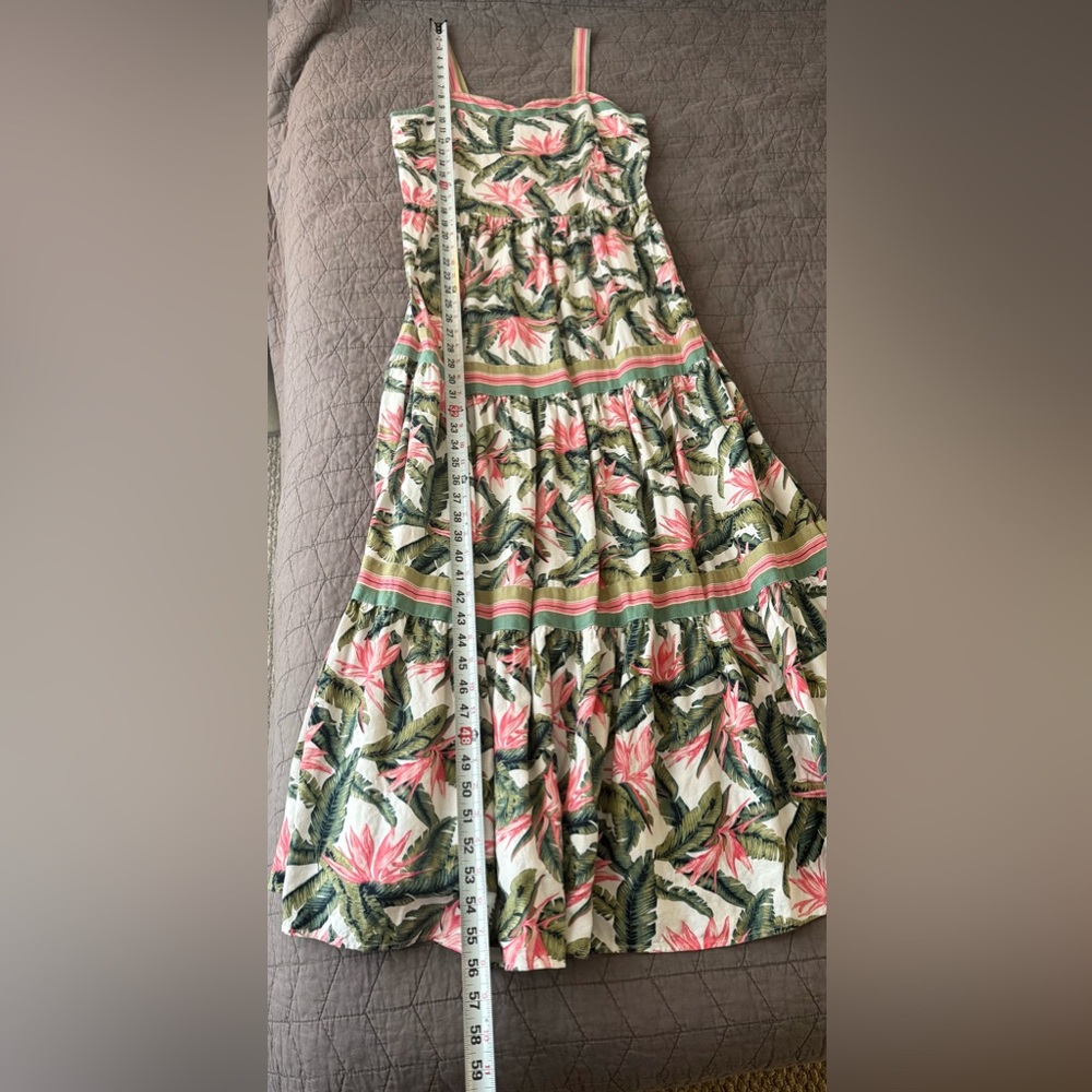 Loft Linen Blend Tropical Print Maxi Dress size 4 - Picture 15 of 15